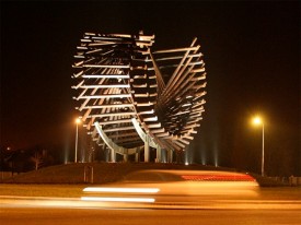 Polestar sculpture, Letterkenny at night. Fern Cottage is 11km from Letterkenny town.